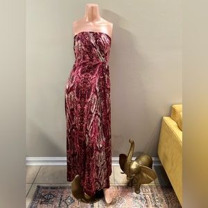 GIANNI BINI Formal SIZE 2 Fuchsia Snakeskin Print Strapless Dress 0009